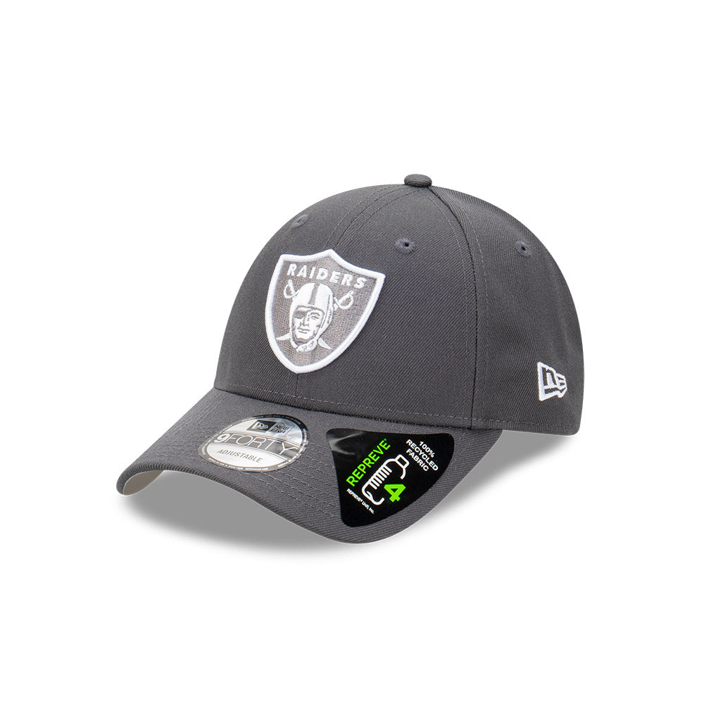 Las Vegas Raiders Hat - Graphite Grey Repreve 9Forty NFL Snapback Cap - New Era